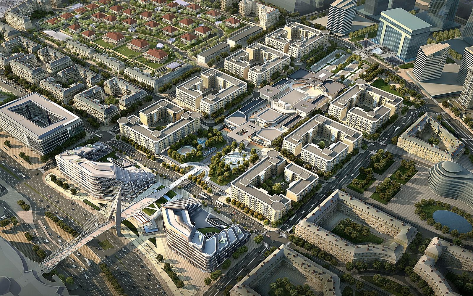 Bakıda Ağ Şəhər yaşayış məhəlləsinin yuxarıdan görünüşü