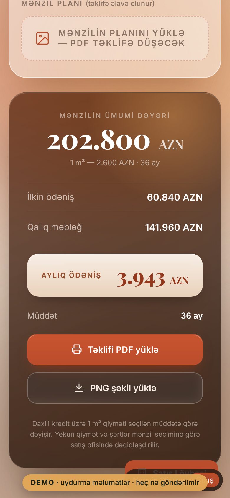 Satış lövhəsi, kalkulyator və müqavilələr — Kalkulyator telefonda