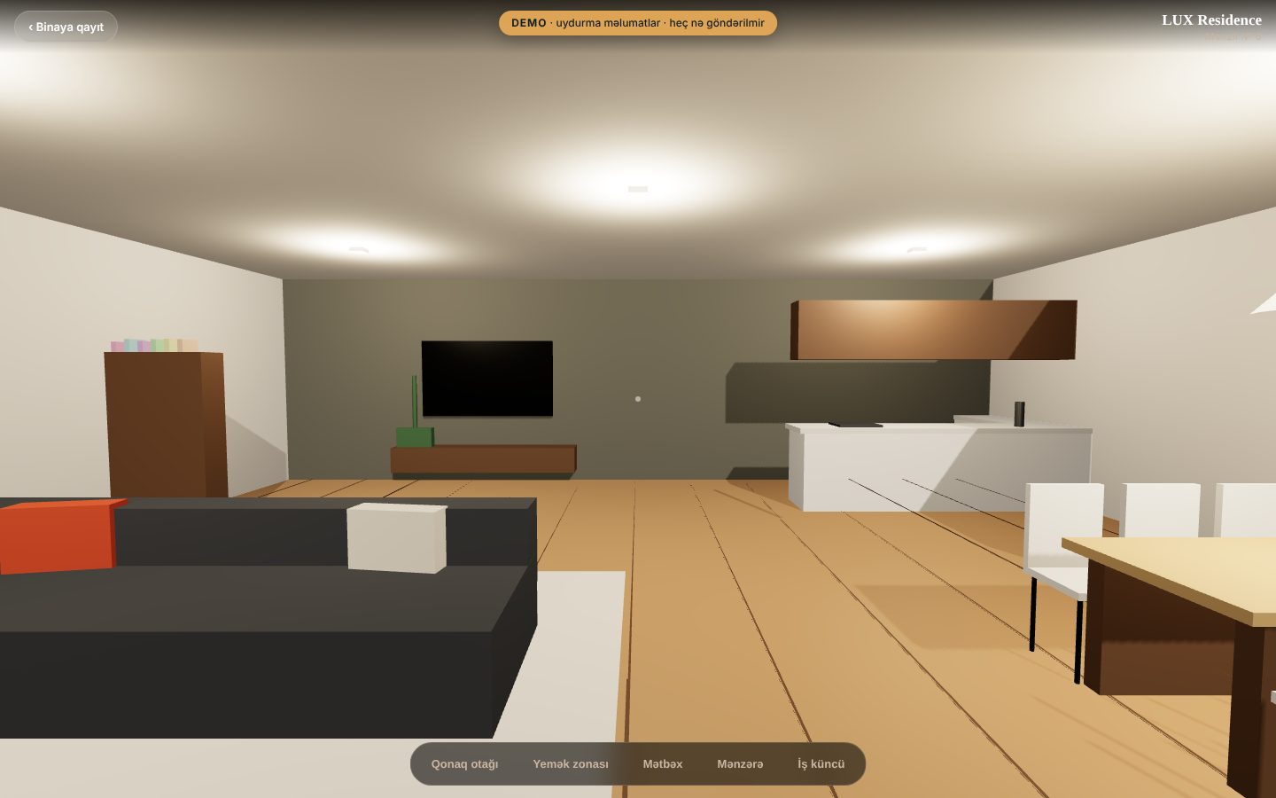 LUX Residence — 3D bina və mənzil turu — Mənzil içində 3D tur — qonaq otağı
